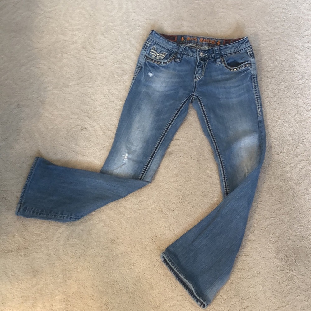 Rock Revival sz 27 Liberty easy boot cut w/embellishment & distressing